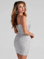 V-neck Wrap Sequins Formal Dress Parties Banquet Mini&Short Dresses