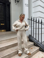 Cozy Ribbed Half Zip Lounge Set