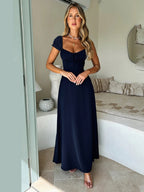 Liber Summer Women's Bandage Solid Color Maxi Dresses