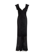 Ruffle High Slit V-neck Perspective Formal Dress Maxi Dresses