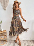 Camisoles Tube Top Bandage Jacket Loose-fit Printed Skirts Set 2-piece Sets