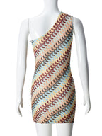 Striped Color Blocking Asymmetrical Neckline And Sleeveless Mini&Short Dresses