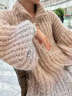 Gleam Luxe Relaxed Zip Cardigan