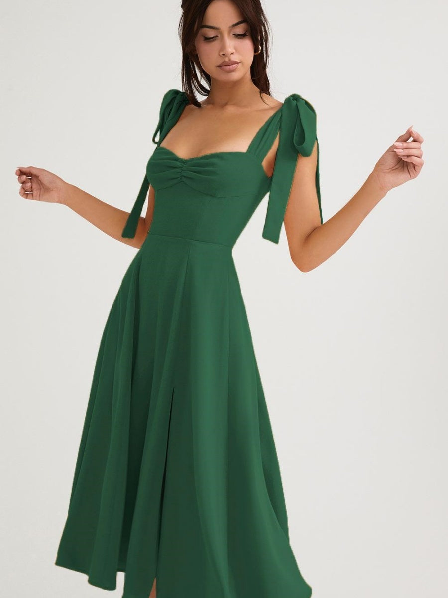 Lace Up Slit Bridesmaid Cocktail Party Maxi Dresses