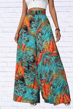 Tropical Print Wide Leg Pants