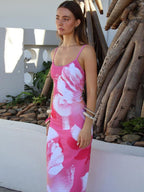Floral Print Suspenders Maxi Dresses