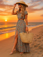 Boho Style V-neck Floral Dress