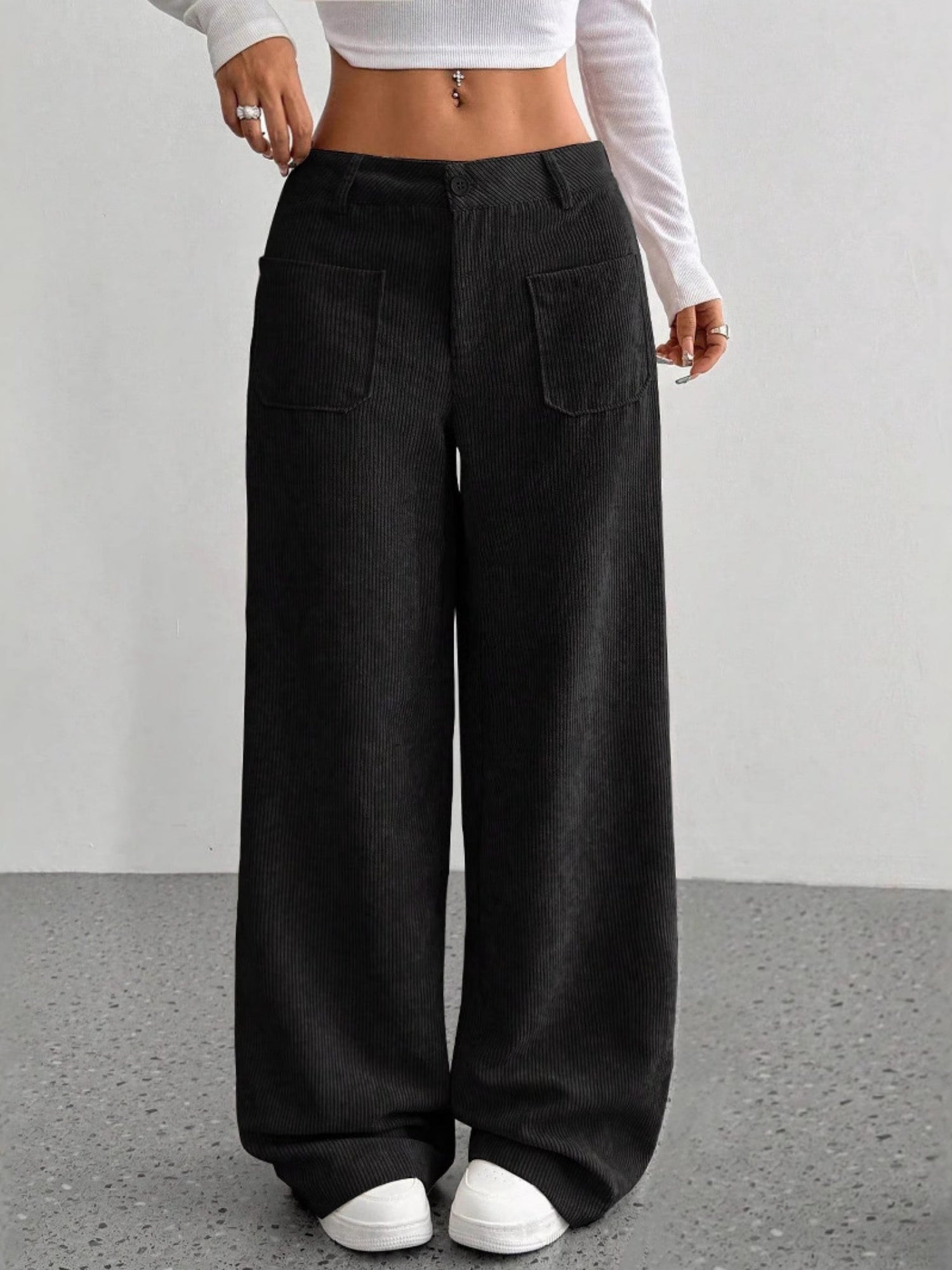 Pocket Loose Wide-leg Pants