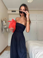 Sexy Slim-fitting Wrap-style Long Jumpsuit
