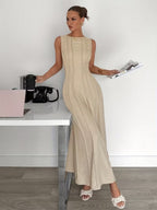 Sleeveless Temperament Gathering Grace Maxi Dresses