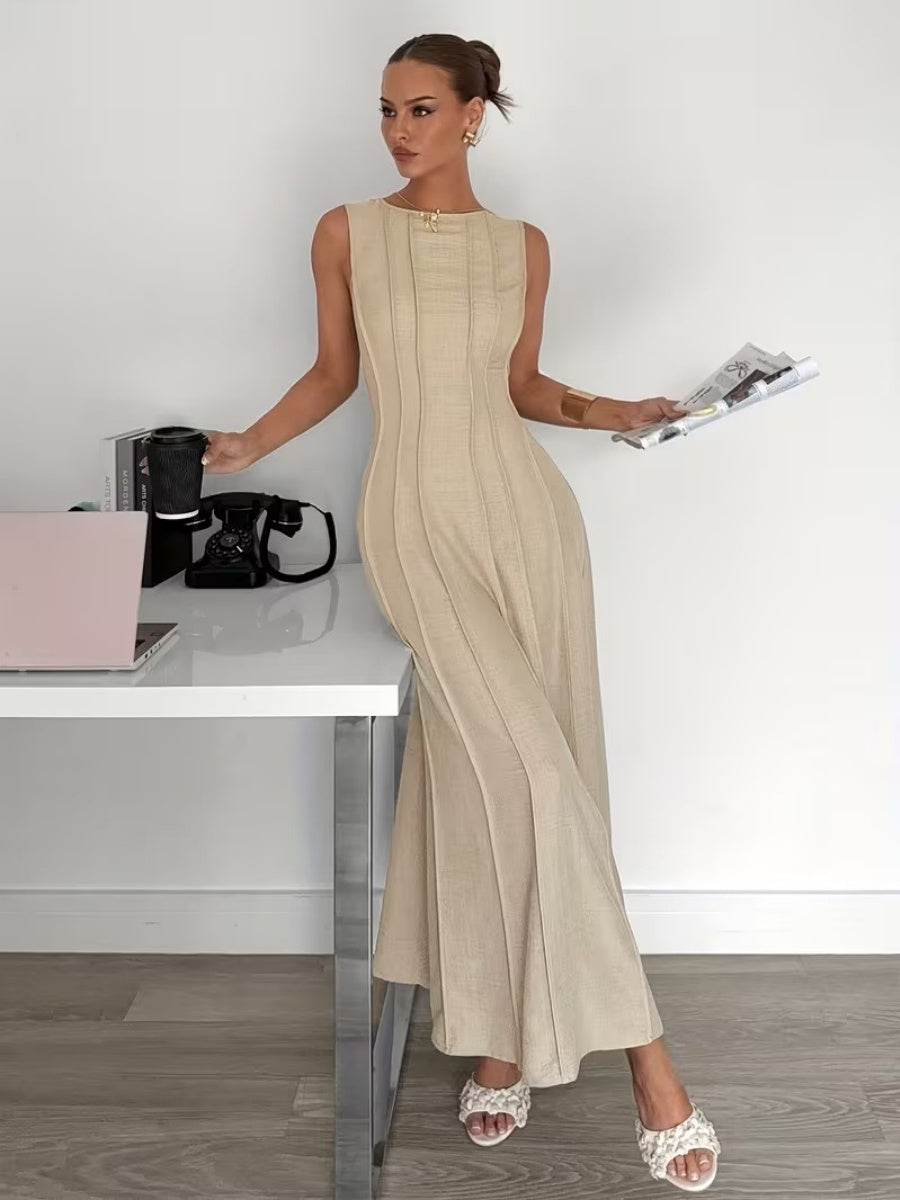 Sleeveless Temperament Gathering Grace Maxi Dresses