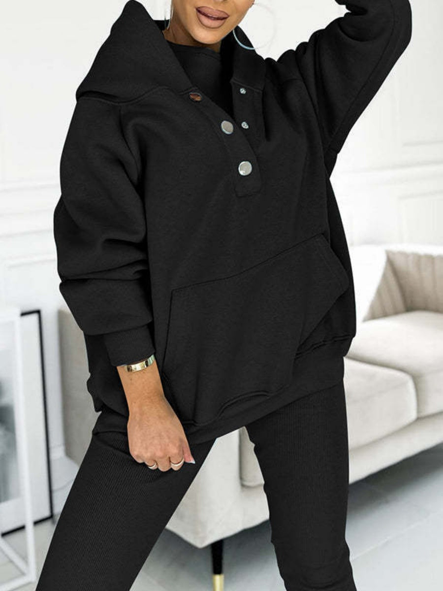 Sporty Casual Hoodie Sweatshirt, Ribbed Slim Fit Vest And Pants Three-piece Set