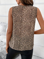 Leopard Print Vest With Ruffled Trim