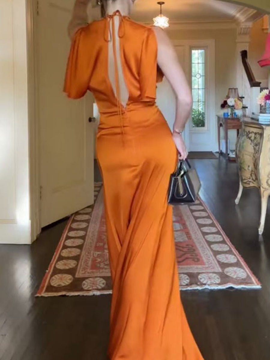 Sleeveless Ruffle Gathering Mopping Parties Maxi Dresses