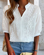 | Women’s Summer V Neck Puff Sleeve Blouse