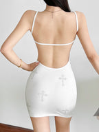 Cross Backless Camisoles Mini&Short Dresses