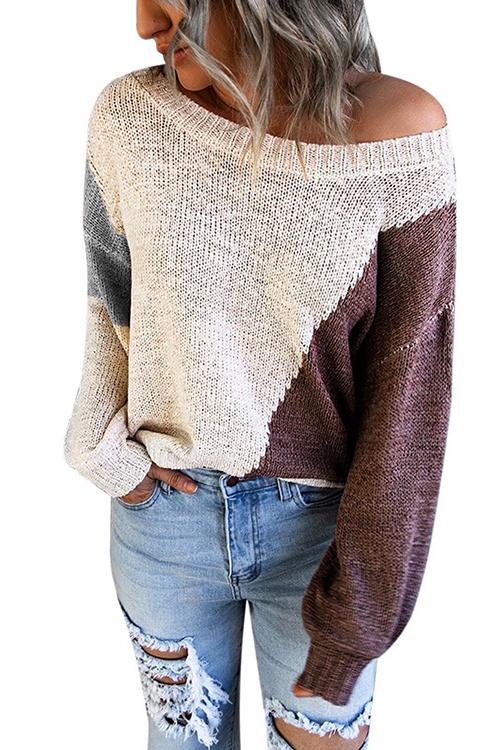 Triple Color Block Knit Sweater