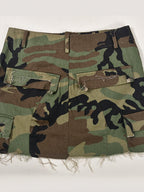 Camouflage Buttons Wear And Tear Pocket Washed Denim Mini Skirt