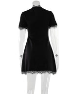 Lace Trim Hollow Out Waist Shaping Mini&Short Dresses