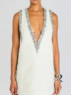 V-neck Rhinestone-studded Sleeveless Temperament Grace Parties Mini&Short Dresses