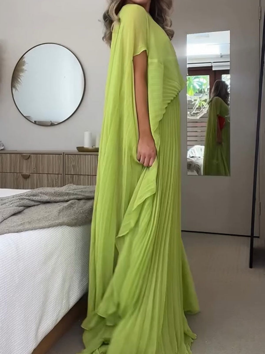 Loose-fit Cloak Style Crimp Maxi Dresses