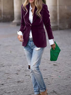 Slim Velvet Buttons Patch Pocket Blazer