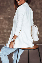 Lapel Double Breasted Open Front Blazer Jacket