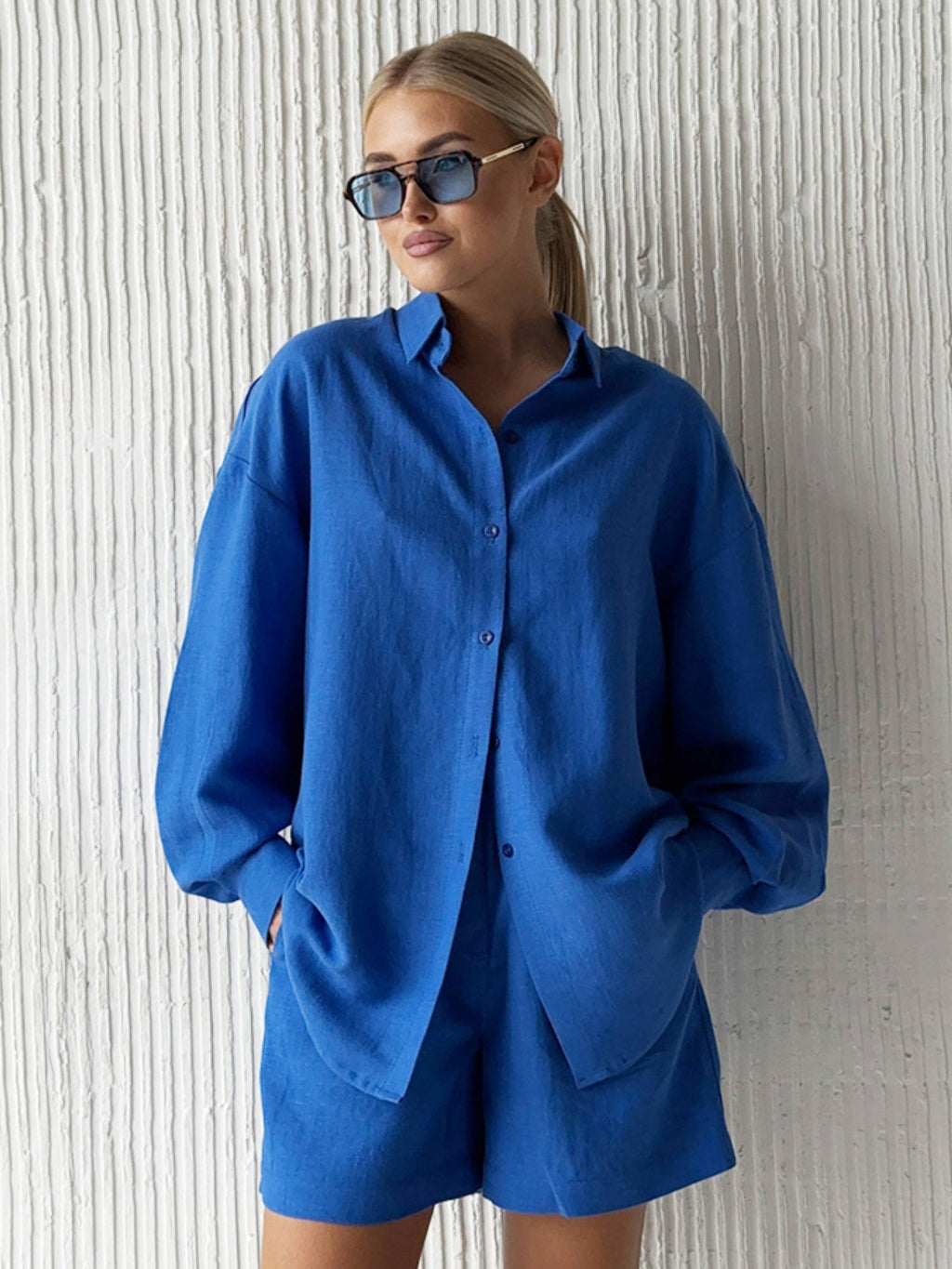 Long-sleeved Cardigan Shorts 2-piece Sets