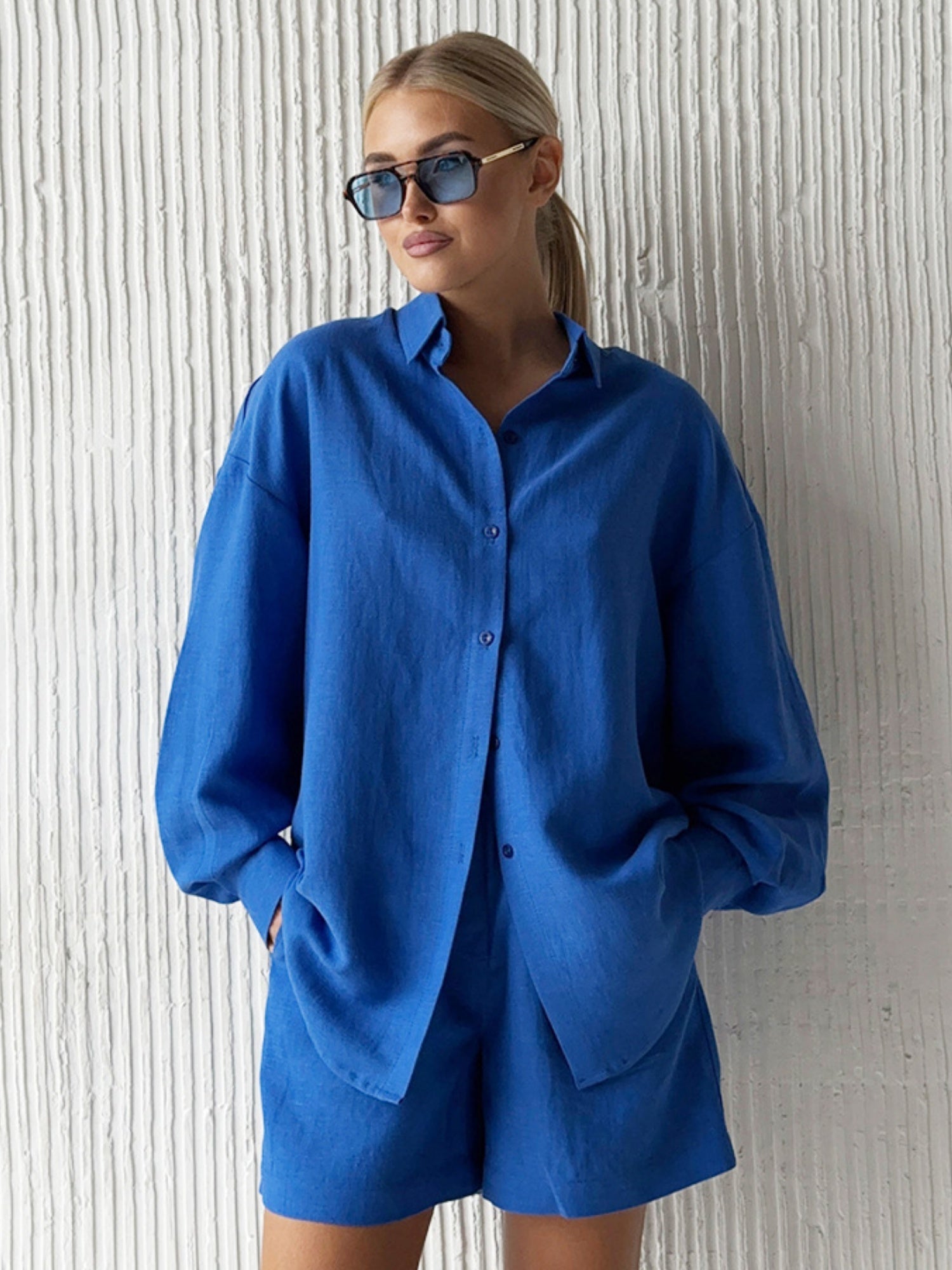 Long-sleeved Cardigan Shorts 2-piece Sets