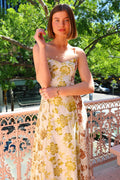 Spaghetti Strap Sweetheart Neckline Fitted Floral Print Midi Dress