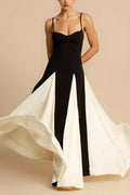 Chic Elegant Sexy Slim Colorblock Camisole Formal Dress
