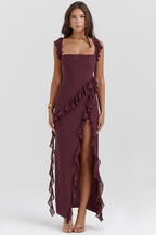 复制cherry ruffle maxi dress-coffer
