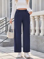 Women Relaxed Straight Leg Straight Fit High-Rise Easy Wash Pleated Joggers