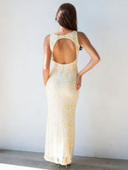Sleeveless Lace Maxi Dress With Deep V-Neck And Open Back For Summer 2026