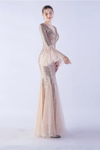 Sequin Ruffled Mesh Party Dress