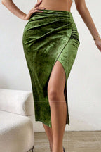 Velvet High Slit Bodycon Skirt