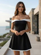 Off-Shoulder Mini Dress Long Sleeves A-Line Sexy Birthday Party Dress For Women 2026
