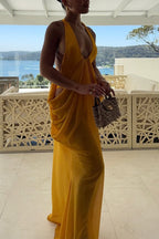 Saffron Muse Draped Halter Dress