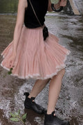 Flowy Smoky Pink Voluminous Princess Mini Skirt