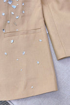 Champagne Mirror Sequin Long Sleeve Blazer