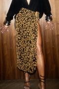 Leopard Ruched Tie Bodycon Skirt