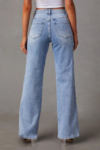Washed Street Style Wide Leg Jeans
