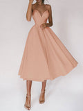 A-Line Suspender Midi Dress