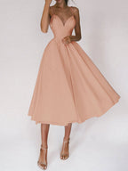 A-Line Suspender Midi Dress