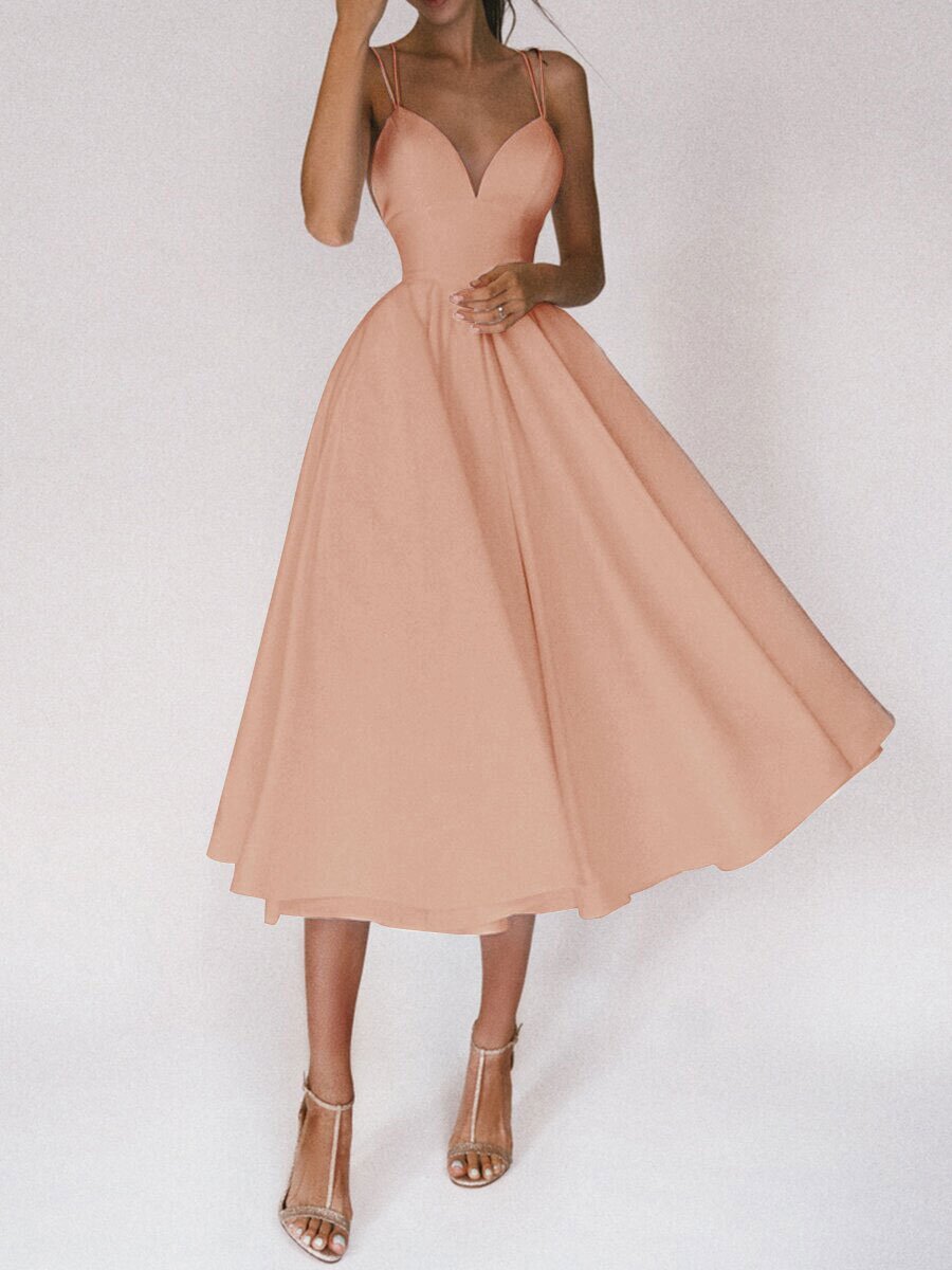 A-Line Suspender Midi Dress