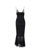 Splice Lace Mesh Hem Maxi Dress
