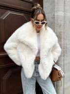 Faux Fur Coats Cozy Winter Women Chic Eco-friendly Fur Jacket In Burgundy