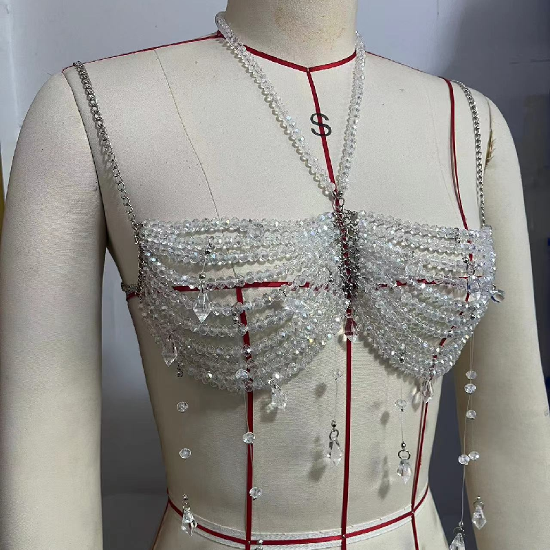 Metal chain pendant beaded halter top  | Festival Outfits Women
