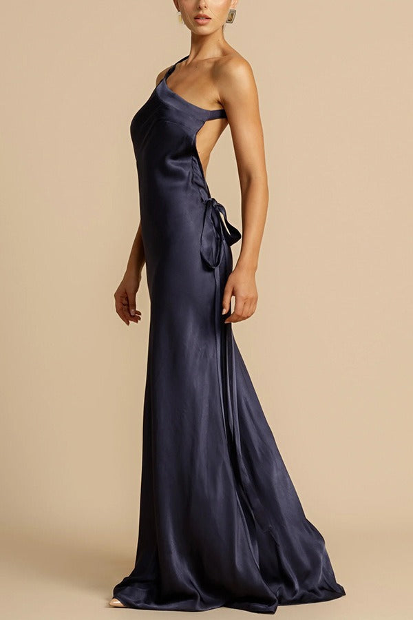 Satin One Shoulder Bodycon Dress