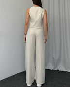 Solid color casual vest two-piece set